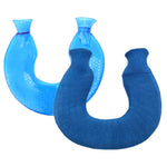U-förmige PVC-Wärmflasche für Schulter und Nacken, explosionsgeschützt, mit Wassereinspritzung, Blau + Grau Kristall, Blau + Marineblau Kristall, Blau + Grüne Schneeflocke Strick, Blau + Grau Strick, Blau + Cyan Strick, Blau Hellcyan Strick