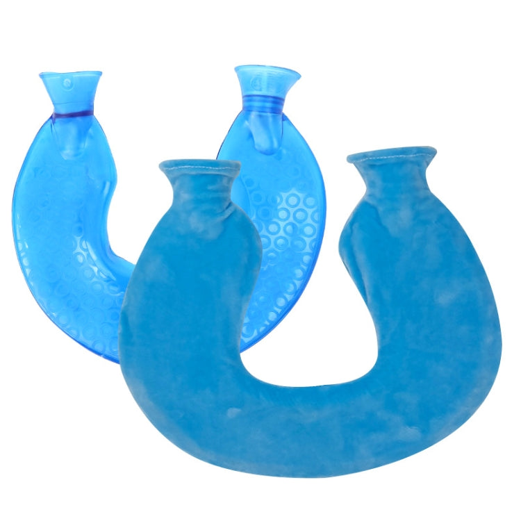 U-förmige PVC-Wärmflasche für Schulter und Nacken, explosionsgeschützt, mit Wassereinspritzung, Blau + Grau Kristall, Blau + Marineblau Kristall, Blau + Grüne Schneeflocke Strick, Blau + Grau Strick, Blau + Cyan Strick, Blau Hellcyan Strick