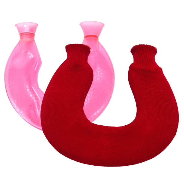 U-förmige PVC-Wärmflasche für Schulter und Nacken, explosionsgeschützt, mit Wassereinspritzung, Blau + Grau Kristall, Blau + Marineblau Kristall, Blau + Grüne Schneeflocke Strick, Blau + Grau Strick, Blau + Cyan Strick, Blau Hellcyan Strick