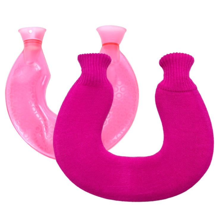 U-förmige PVC-Wärmflasche für Schulter und Nacken, explosionsgeschützt, mit Wassereinspritzung, Blau + Grau Kristall, Blau + Marineblau Kristall, Blau + Grüne Schneeflocke Strick, Blau + Grau Strick, Blau + Cyan Strick, Blau Hellcyan Strick