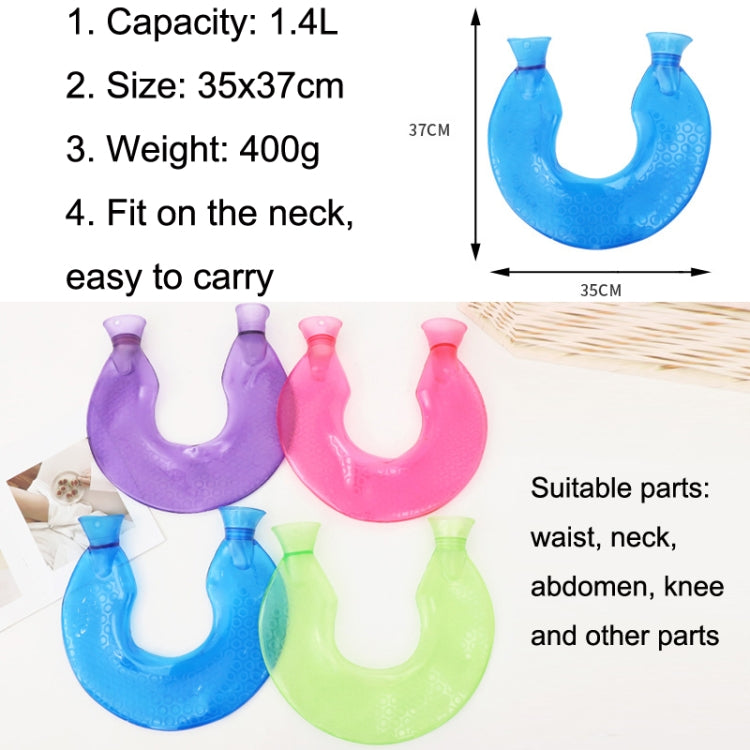 U-förmige PVC-Wärmflasche für Schulter und Nacken, explosionsgeschützt, mit Wassereinspritzung, Blau + Grau Kristall, Blau + Marineblau Kristall, Blau + Grüne Schneeflocke Strick, Blau + Grau Strick, Blau + Cyan Strick, Blau Hellcyan Strick