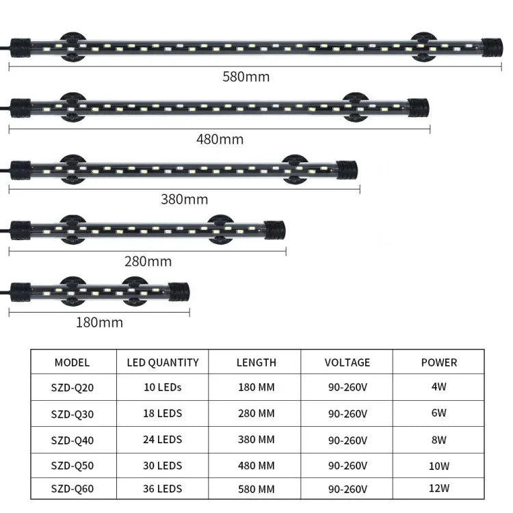 90-260V Aquarium Tauchlicht LED Fischbeckenlicht, Q20BW Blau+Weißes Licht, Q30BW Blau+Weißes Licht, Q40BW Blau+Weißes Licht, Q50BW Blau+Weißes Licht, Q60BW Blau+Weißes Licht, Q20CF RGB Licht, Q30CF RGB Licht, Q40CF RGB Licht, Q50CF RGB Licht