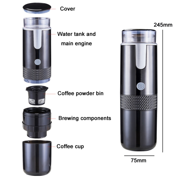 Vollautomatische tragbare kabellose Kaffeemaschine, Schwarz