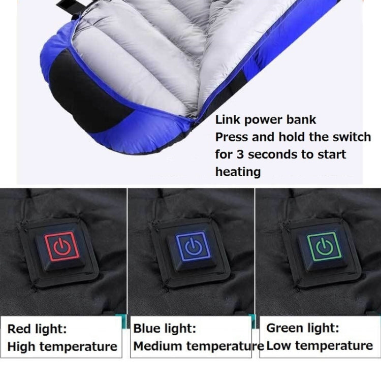 USB Elektrische Heizung Daunenbaumwoll-Schlafsack, 3-stufige Temperaturregelung, (180+30)x75cm Orange