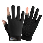 1 Paar QX0008 Outdoor-Sonnenschutz-Anti-Rutsch-Anglerhandschuhe mit zwei offenen Fingern, Einheitsgröße