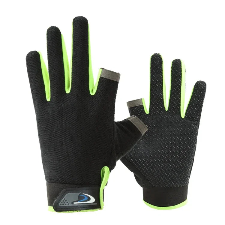 1 Paar QX0008 Outdoor-Sonnenschutz-Anti-Rutsch-Anglerhandschuhe mit zwei offenen Fingern, Einheitsgröße