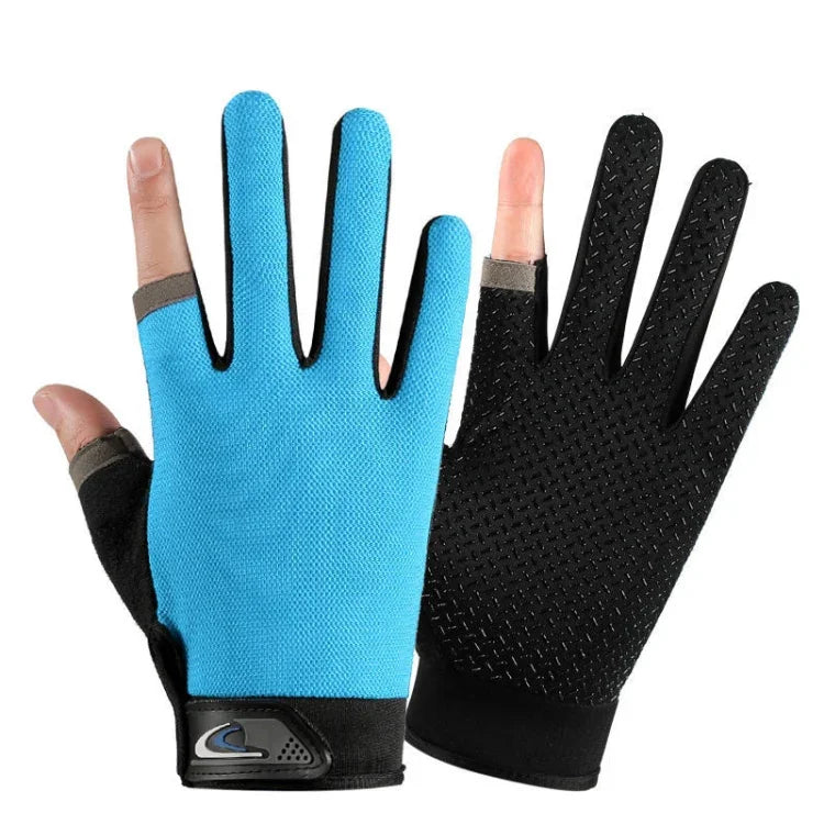 1 Paar QX0008 Outdoor-Sonnenschutz-Anti-Rutsch-Anglerhandschuhe mit zwei offenen Fingern, Einheitsgröße