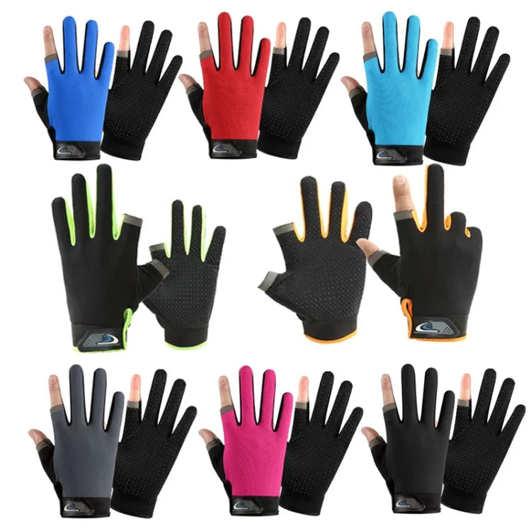 1 Paar QX0008 Outdoor-Sonnenschutz-Anti-Rutsch-Anglerhandschuhe mit zwei offenen Fingern, Einheitsgröße