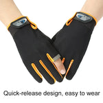 1 Paar QX0008 Outdoor-Sonnenschutz-Anti-Rutsch-Anglerhandschuhe mit zwei offenen Fingern, Einheitsgröße