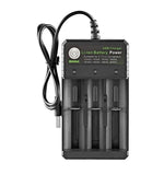 BMAX 18650 3-fach USB-Ladestation 3,7/4,2V Unabhängiges Lithium-Akku-Ladegerät, 3-fach USB (Schwarz)