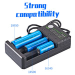 BMAX 18650 3-fach USB-Ladestation 3,7/4,2V Unabhängiges Lithium-Akku-Ladegerät, 3-fach USB (Schwarz)