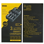 BMAX 18650 3-fach USB-Ladestation 3,7/4,2V Unabhängiges Lithium-Akku-Ladegerät, 3-fach USB (Schwarz)