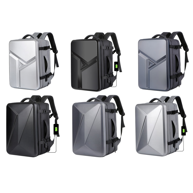Großvolumiger Wasserdichter Erweiterbarer Hartschalen-Rucksack mit USB-Ladeanschluss, 161 Hellgrau, 161 Schwarz, 161 Dunkelgrau, 162 Schwarz, 162 Tiefgrau, 162 Hellgrau