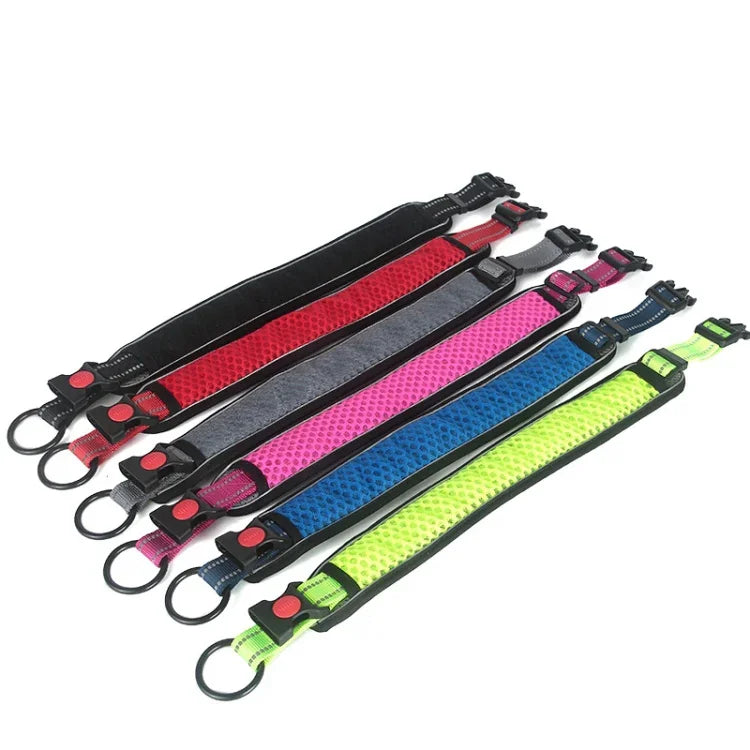 Hundehalsband aus Wabennetz, atmungsaktiv, reflektierend, Anti-Würgehalsband, XS, S, M, L, XL