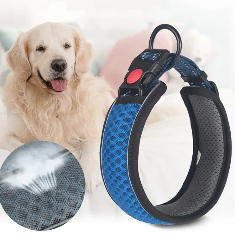 Hundehalsband aus Wabennetz, atmungsaktiv, reflektierend, Anti-Würgehalsband, XS, S, M, L, XL