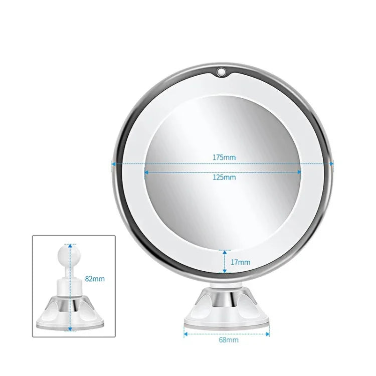 12 cm Kosmetikspiegel mit LED-Beleuchtung, 5-facher Vergrößerung und Saugnapf