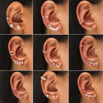 Simple Small Drilling Lug Clip Geometric Zircon Earrings, DZ-523, DZ-522, DZ-520, DZ-519, DZ-518, DZ-517, DZ-516, DZ-515, DZ-514, DZ-513, DZ-512, DZ-510, DZ-509