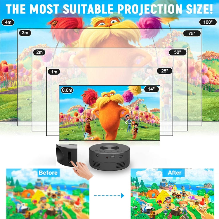 YT200 320 X 180P LED HD Mini-Projektor USB-betrieben Unterstützt Kabelgebundene Verbindung Telefonbildschirm, Schwarz, Weiß