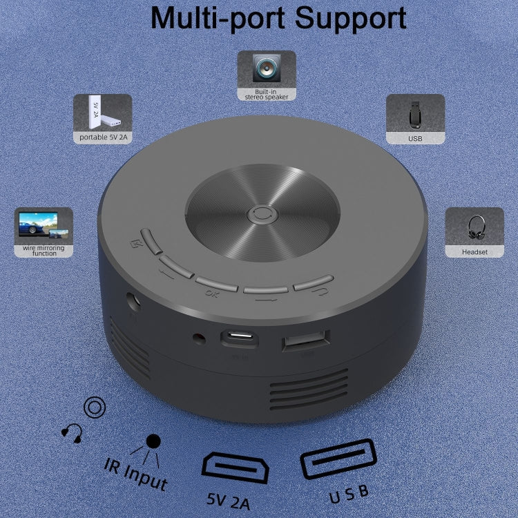 YT200 320 X 180P LED HD Mini-Projektor USB-betrieben Unterstützt Kabelgebundene Verbindung Telefonbildschirm, Schwarz, Weiß