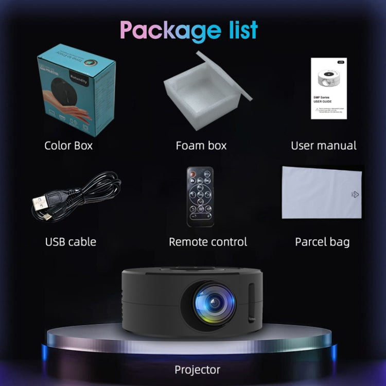 YT200 320 X 180P LED HD Mini-Projektor USB-betrieben Unterstützt Kabelgebundene Verbindung Telefonbildschirm, Schwarz, Weiß