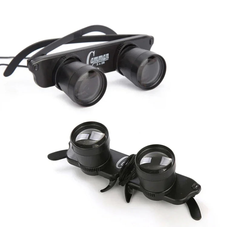Camman 3 x 28 Verstellbarer Fokus Fernglas-Brillentyp für Angler, Spez.: Nur Fernglas, mit Reißverschluss-Brillenetui