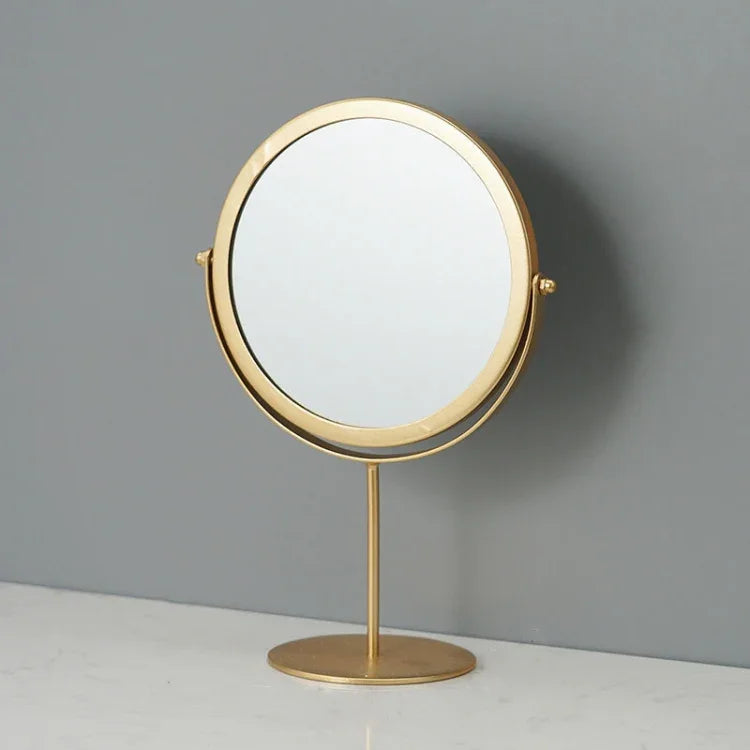 Einfacher, tragbarer Schminkspiegel mit Drehfunktion, erhältlich in verschiedenen Ausführungen: Gold (Hochformat) und Schwarz (Hochformat) sowie Schwarz (Standmodell).