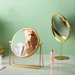 Einfacher, tragbarer Schminkspiegel mit Drehfunktion, erhältlich in verschiedenen Ausführungen: Gold (Hochformat) und Schwarz (Hochformat) sowie Schwarz (Standmodell).