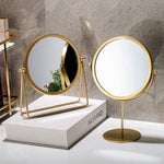 Einfacher, tragbarer Schminkspiegel mit Drehfunktion, erhältlich in verschiedenen Ausführungen: Gold (Hochformat) und Schwarz (Hochformat) sowie Schwarz (Standmodell).