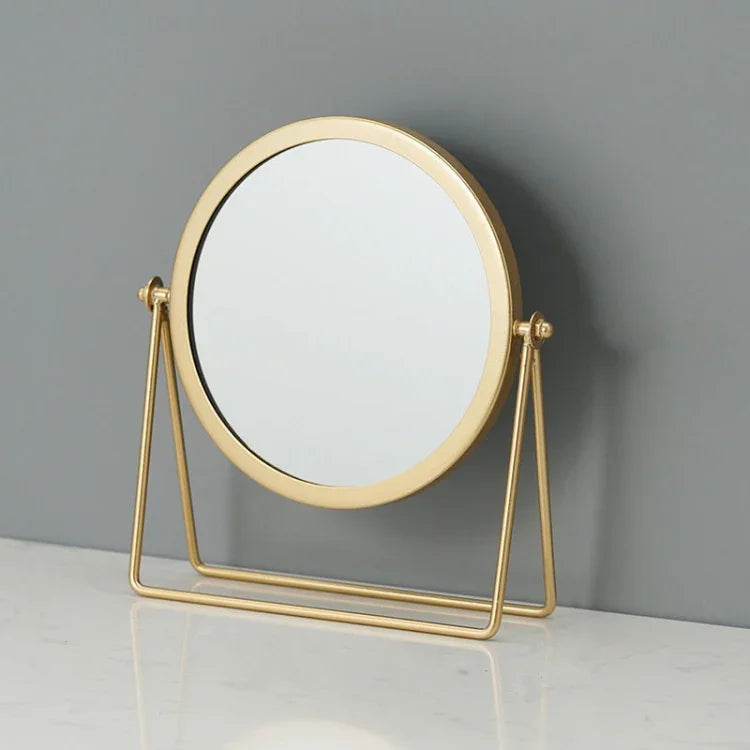 Einfacher, tragbarer Schminkspiegel mit Drehfunktion, erhältlich in verschiedenen Ausführungen: Gold (Hochformat) und Schwarz (Hochformat) sowie Schwarz (Standmodell).
