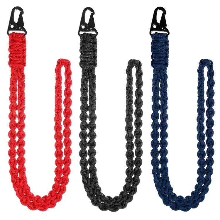 QD-258 Multifunktionales handgeflochtenes Outdoor-Lanyard mit Metallschnalle, QD-258 Fallschirmspringerseile (Rot), QD-258 Fallschirmspringerseile (Schwarz), QD-258 Fallschirmspringerseile (Dunkelblau)