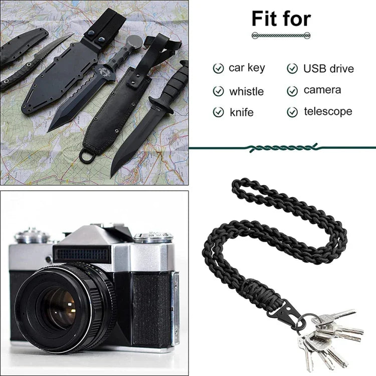 QD-258 Multifunktionales handgeflochtenes Outdoor-Lanyard mit Metallschnalle, QD-258 Fallschirmspringerseile (Rot), QD-258 Fallschirmspringerseile (Schwarz), QD-258 Fallschirmspringerseile (Dunkelblau)