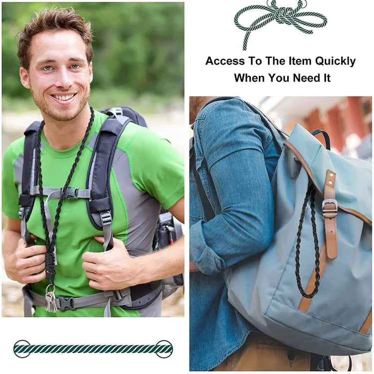 QD-258 Multifunktionales handgeflochtenes Outdoor-Lanyard mit Metallschnalle, QD-258 Fallschirmspringerseile (Rot), QD-258 Fallschirmspringerseile (Schwarz), QD-258 Fallschirmspringerseile (Dunkelblau)