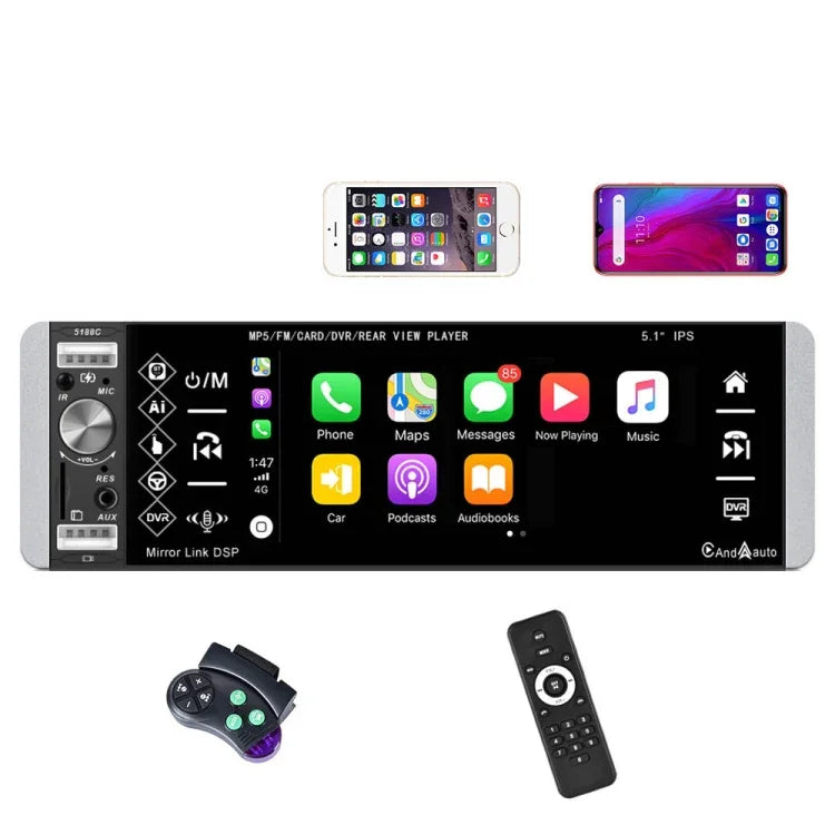 A2905 5,1 Zoll IPS Kapazitiver Bildschirm Einzel-Drehknopf Carplay Player, Stil:, Standard, Standard+4 Lichtkamera, Standard+8 Lichtkamera, Standard+12 Lichtkamera, Standard+AHD Lichtkamera