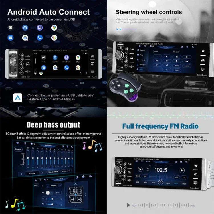 A2905 5,1 Zoll IPS Kapazitiver Bildschirm Einzel-Drehknopf Carplay Player, Stil:, Standard, Standard+4 Lichtkamera, Standard+8 Lichtkamera, Standard+12 Lichtkamera, Standard+AHD Lichtkamera