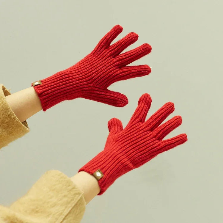 227-A0124 Gestrickte Wollhandschuhe Gestreifte Warme Touchscreen-Handschuhe Winter Warme Fahrradhandschuhe