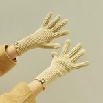 227-A0124 Gestrickte Wollhandschuhe Gestreifte Warme Touchscreen-Handschuhe Winter Warme Fahrradhandschuhe