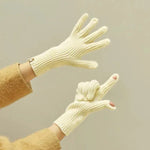 227-A0124 Gestrickte Wollhandschuhe Gestreifte Warme Touchscreen-Handschuhe Winter Warme Fahrradhandschuhe