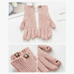 227-A0124 Gestrickte Wollhandschuhe Gestreifte Warme Touchscreen-Handschuhe Winter Warme Fahrradhandschuhe