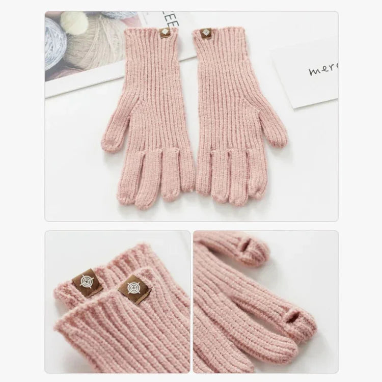 227-A0124 Gestrickte Wollhandschuhe Gestreifte Warme Touchscreen-Handschuhe Winter Warme Fahrradhandschuhe