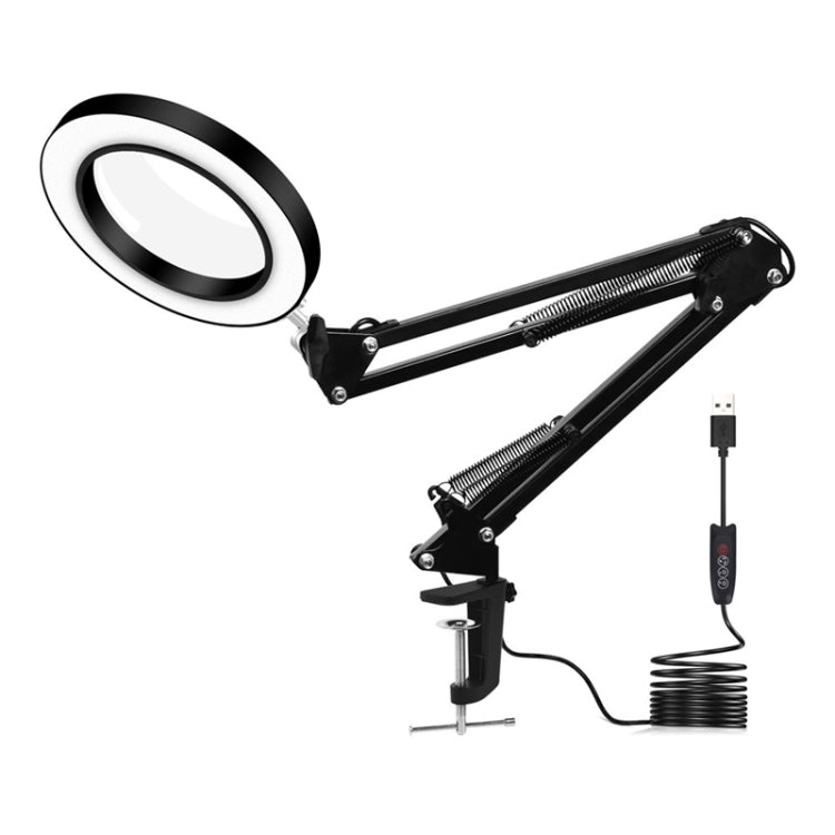 5X Vergrößerungsglas LED Faltbarer Langarm Clip Licht Augenschutz USB Leselampe, Klein, Mittel, Groß