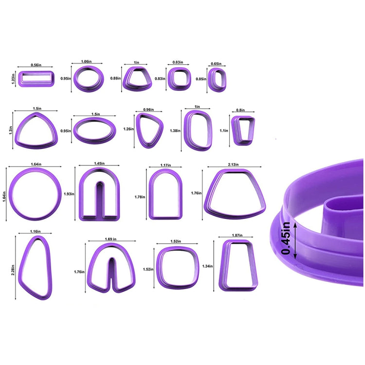 18-in-1 weiche Ton-Ohrringformen DIY handgemachte Ton-Ausstechformen Ton-Ohrringe Formen, 18-in-1 (Lila), 18-in-1 (Pink), 18-in-1 (Gelb), 18-in-1 (Blau)