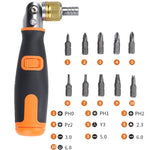 2050C Tragbares 10 in 1 Verstecktes Bits Multi-Winkel Ratschen-Eck-Schraubendreher-Set, 10 in 1 Orange, 10 in 1 Grau