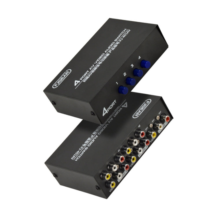 FJGEAR FJ-401AV Lotus-Kopf Schnittstelle 4-Wege AV Audio- und Videoschalter, FJ-401AV