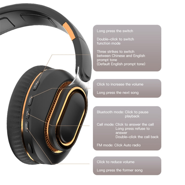 H7 faltbares kabelloses Bluetooth-Headset mit Mikrofon, unterstützt TF-Karte, AUX