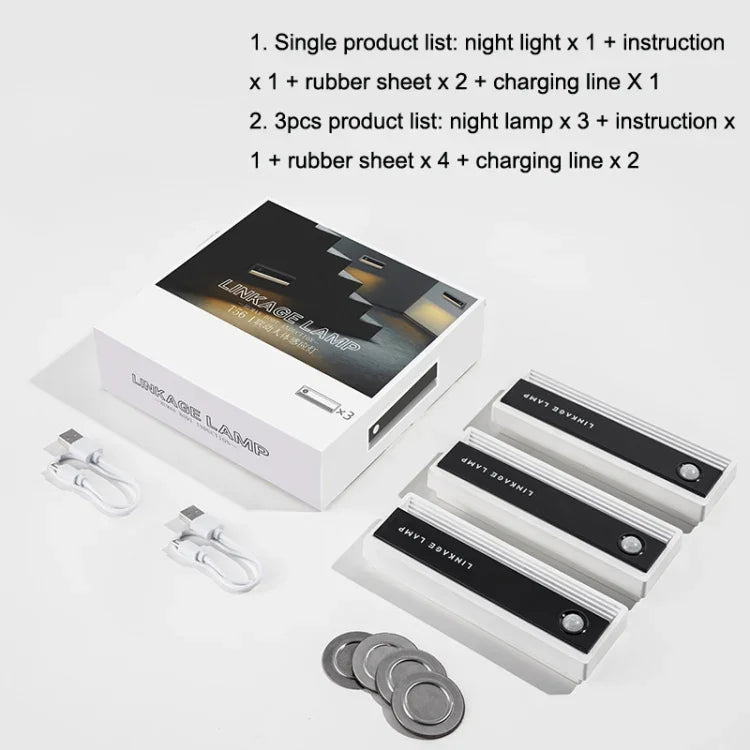 TW-L56 Linkage menschlicher Körper Induktions-Nachtlicht USB Magnetische Korridorlampe, 1 Stk., 3 Stk.