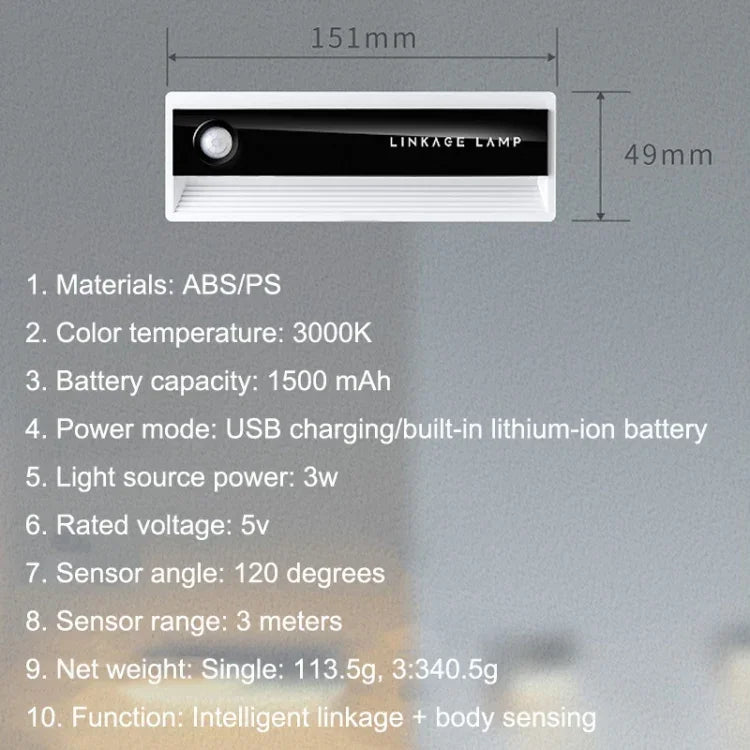 TW-L56 Linkage menschlicher Körper Induktions-Nachtlicht USB Magnetische Korridorlampe, 1 Stk., 3 Stk.