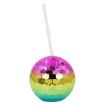 D001-2 Flash galvanisierter Kugelbecher runder Kugelstrohhalm Kunststoff-Wasserbecher, Regenbogenfarbe