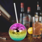 D001-2 Flash galvanisierter Kugelbecher runder Kugelstrohhalm Kunststoff-Wasserbecher, Regenbogenfarbe