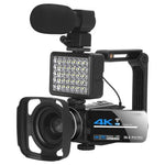 5600PX Zoomfähige 4K Digitale Videokamera Schwarz, Schwarz, mit Fülllicht + Weitwinkelobjektiv, mit Haube + Mikrofon + Weitwinkelobjektiv, mit Stabilisator-Kit
