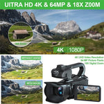 64MP 4-Zoll Touchscreen Handheld Digitale Videokamera, 4K 16G, 4K 32G, 4K 64G